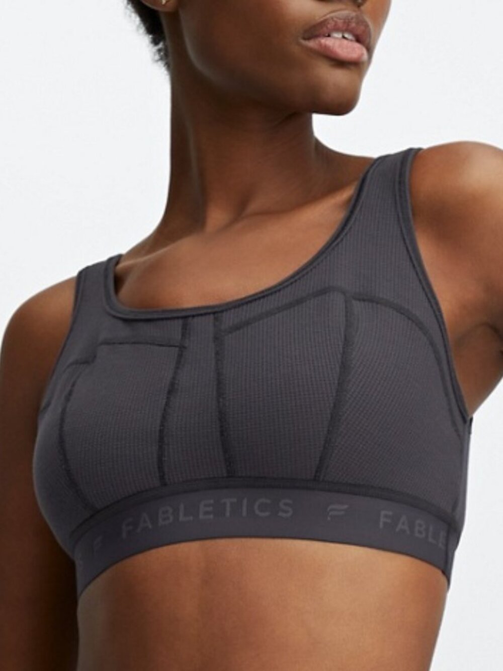 Fabletics Waffle Sports Bra Pewter - X-Small XS